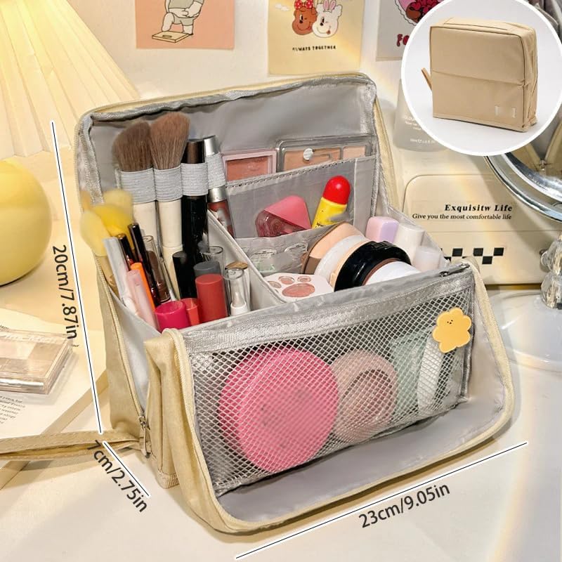 Pencil Case Large Capacity,Makeup Bag,Multi-Purpose Oxford Cloth Standing Makeup Bag,Standing Makeup Bag,Zipper Pencil Box,Linen Pencil Case Pouch,Portable Stationery Storage Organizer Navy blue - Image 3